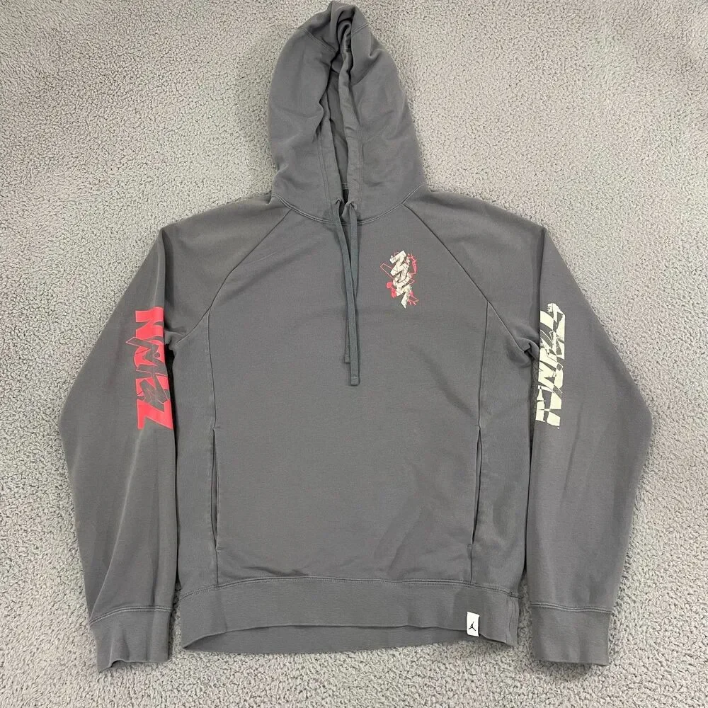 Nike Air Jordan Zion Hoodie Men S Gray DV5625 084 Dri-Fit Pullover